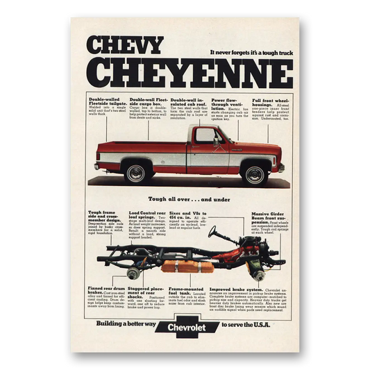 1974 Chevrolet Cheyenne It Never Forgets Vintage Magazine Print Ad