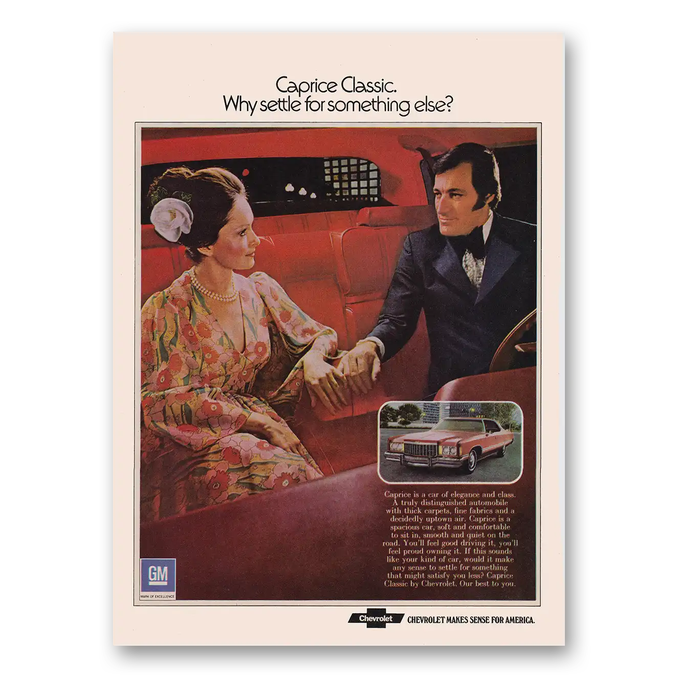 1974 Chevrolet Caprice Classic Why Settle for Something Else Vintage Magazine Print Ad