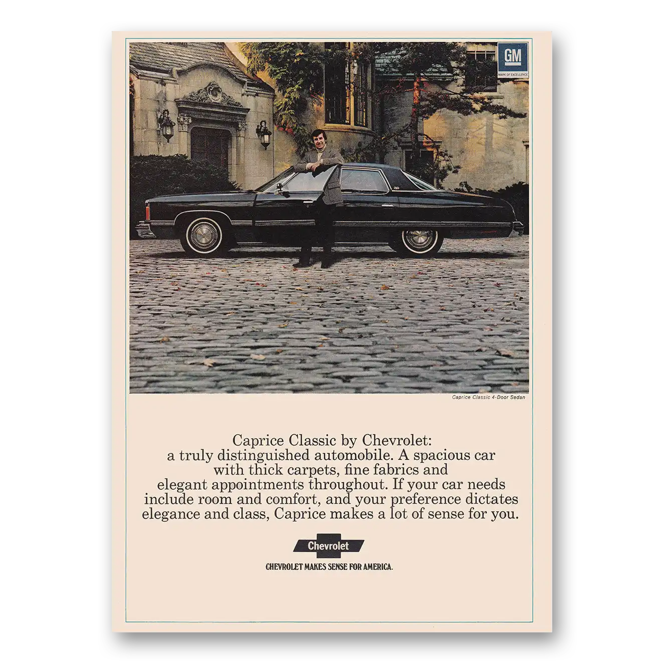 1974 Chevrolet Caprice Classic Truly Distinguished Vintage Magazine Print Ad