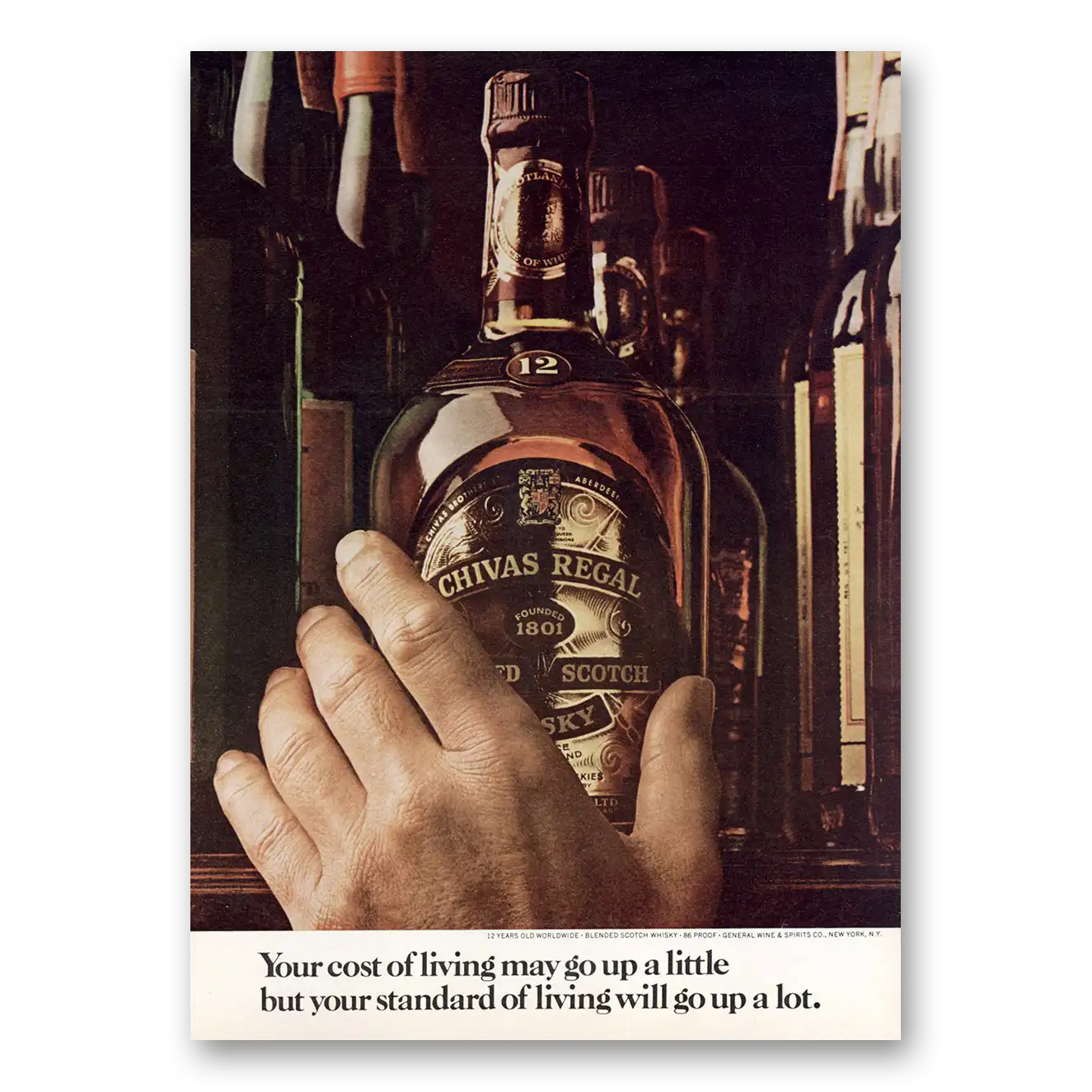 1974 Chivas Regal Your Cost of Living May Go Up Vintage Magazine Print Ad