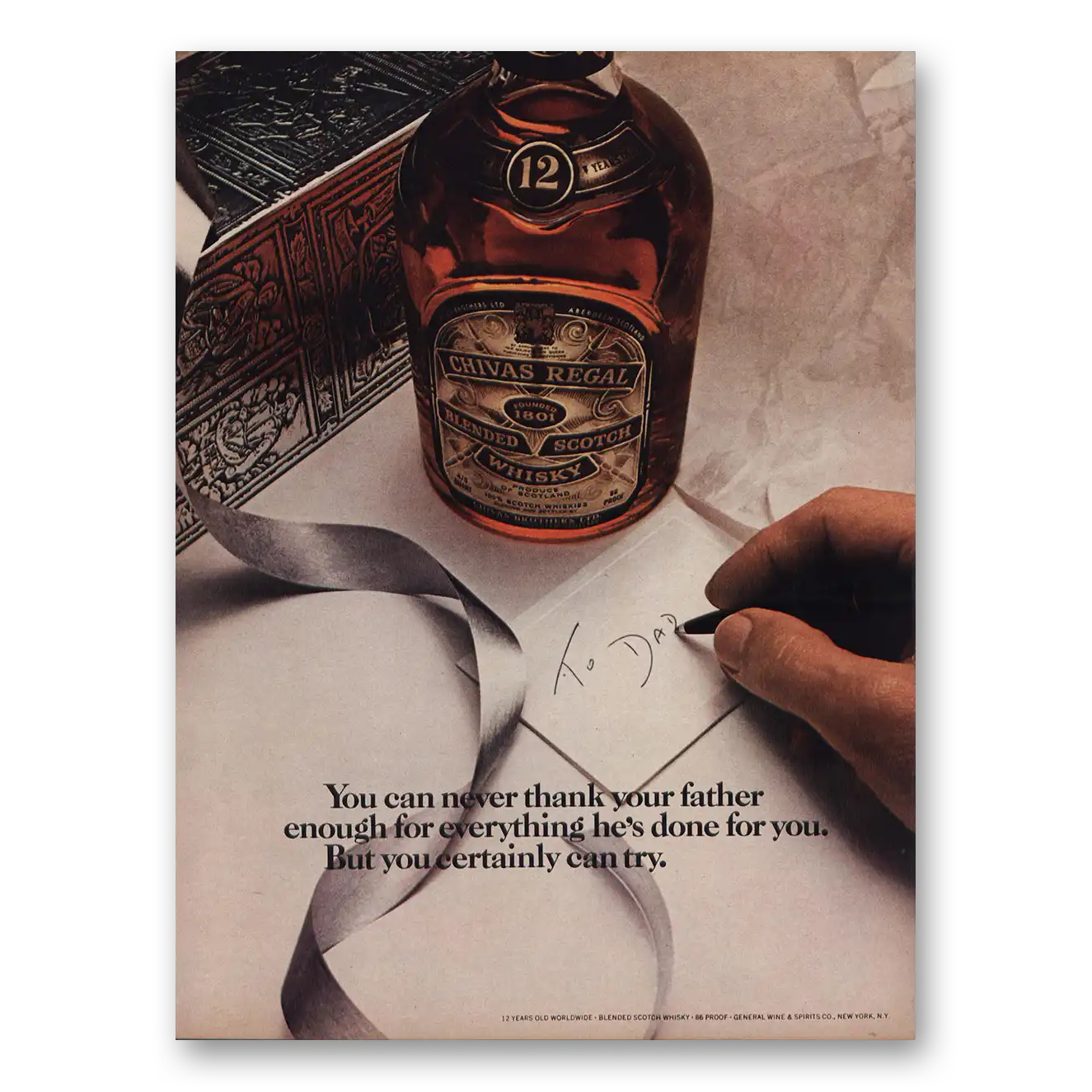 1974 Chivas Regal You Can Never Thank Your Father Enough Vintage Magazine Print Ad