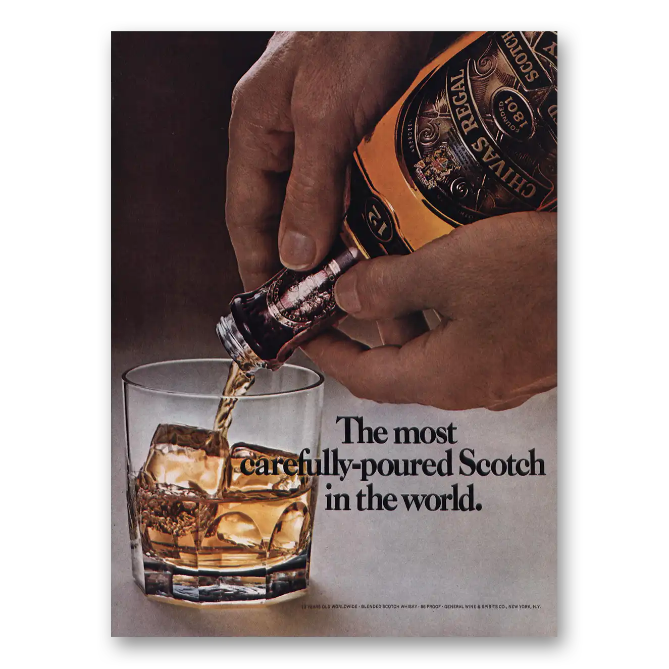 1974 Chivas Regal Most Carefully Poured Scotch Vintage Magazine Print Ad