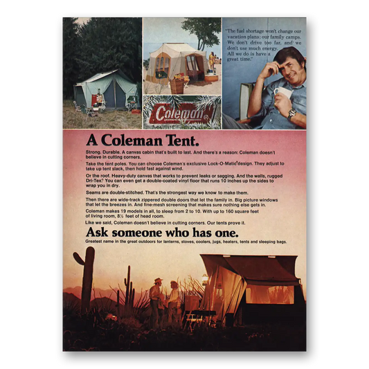 1974 Coleman Tent Ask Someone Who Has One Vintage Magazine Print Ad