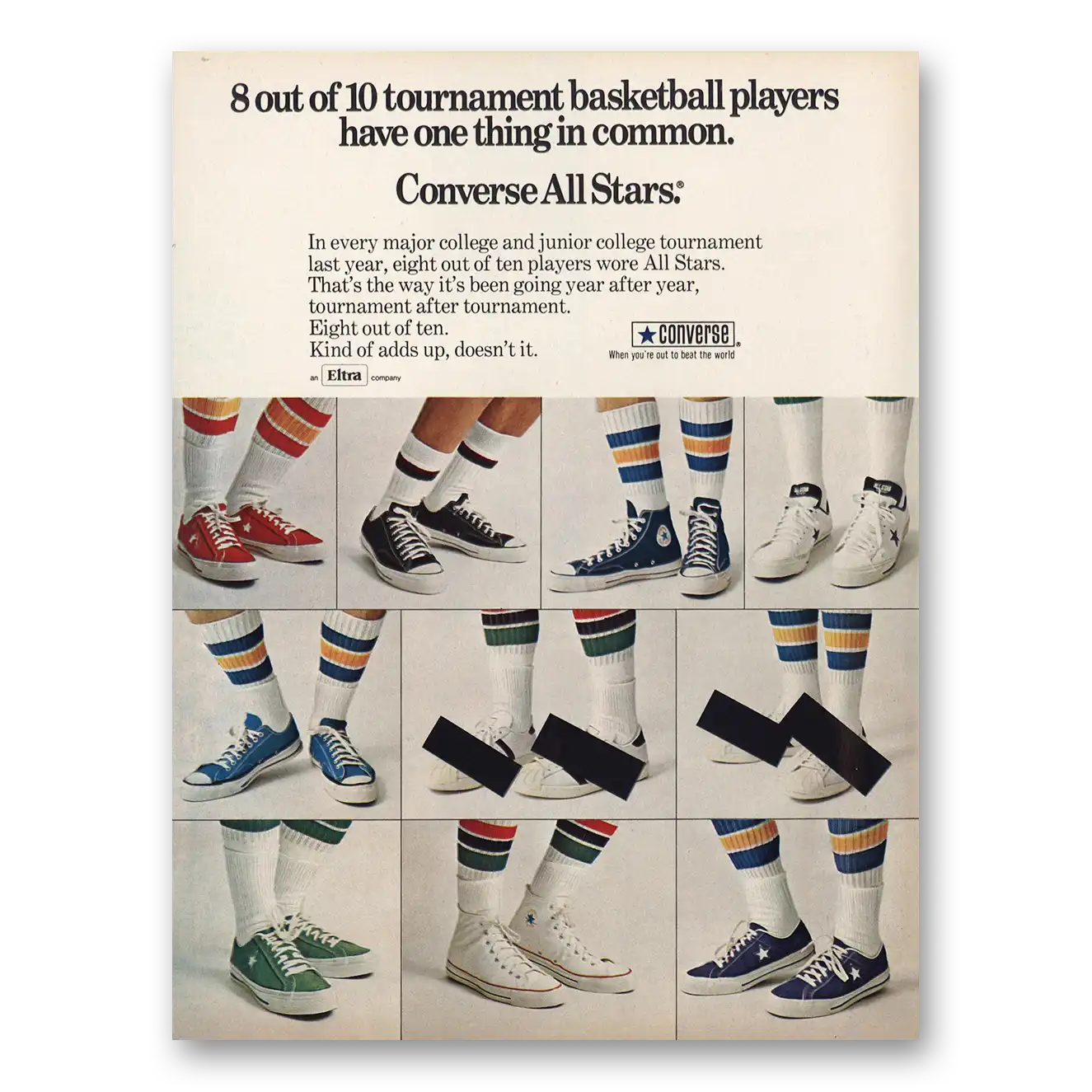 1974 Converse Shoes All Stars Tournament Basketball Players Vintage Magazine Print Ad