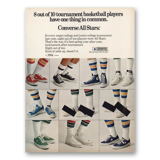 1974 Converse Shoes All Stars Tournament Basketball Players Vintage Magazine Print Ad