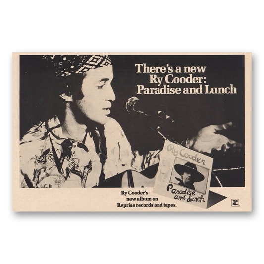 1974 Ry Cooder Promo Paradise and Lunch Vintage Magazine Print Ad