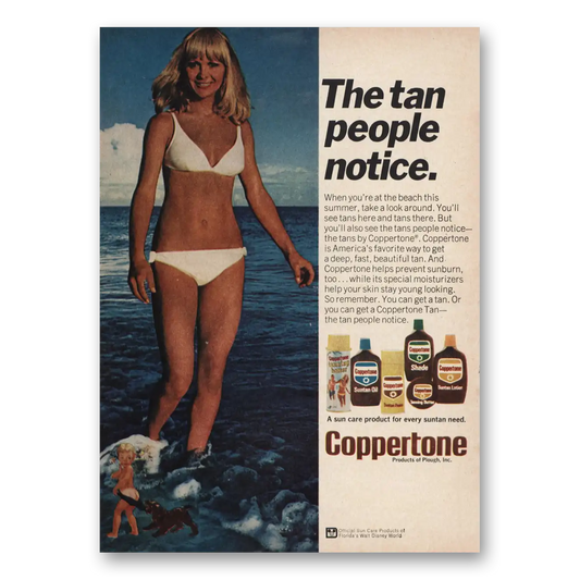 1974 Coppertone Tan People Notice Vintage Magazine Print Ad