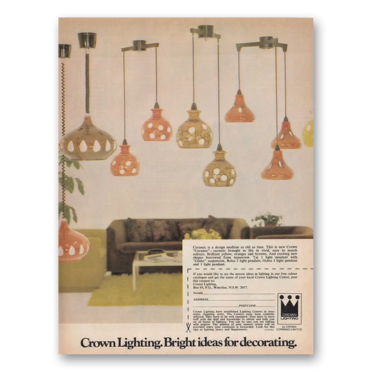 1974 Crown Lighting Ceramic Is a Design Medium As Old As Time Vintage Magazine Print Ad