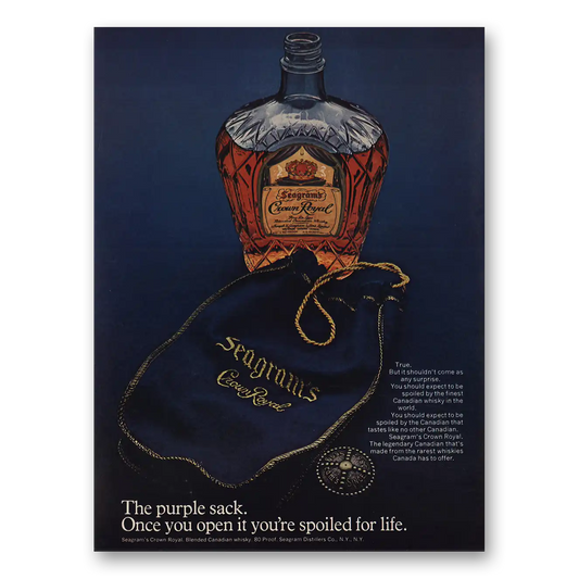 1974 Crown Royal Spoiled for Life Vintage Magazine Print Ad