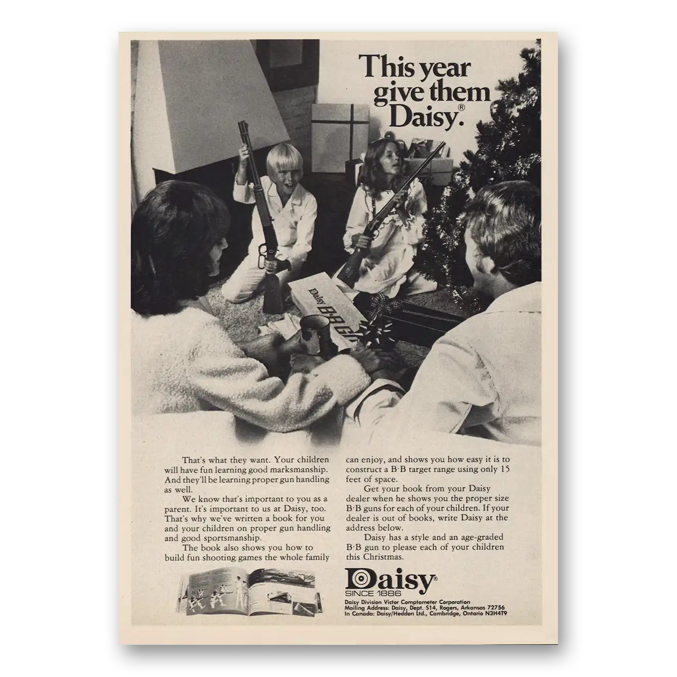 1974 Daisy BB Rifle Daisy BB Guns This Year Give Them a Daisy Vintage Magazine Print Ad