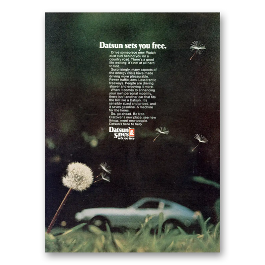 1974 Datsun Sets You Free Vintage Magazine Print Ad