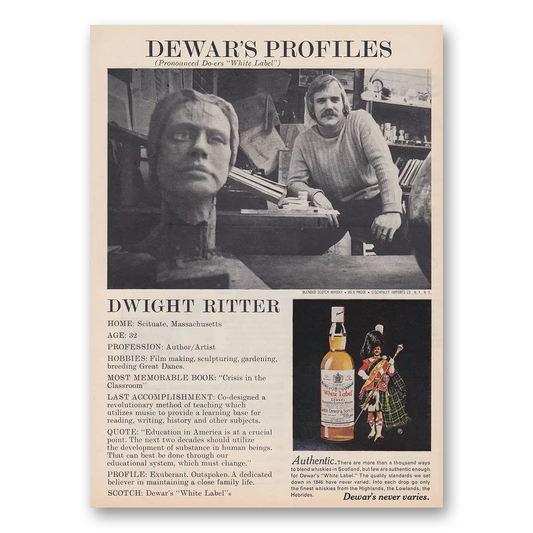 1974 Dewars White Label Dwight Ritter Vintage Magazine Print Ad