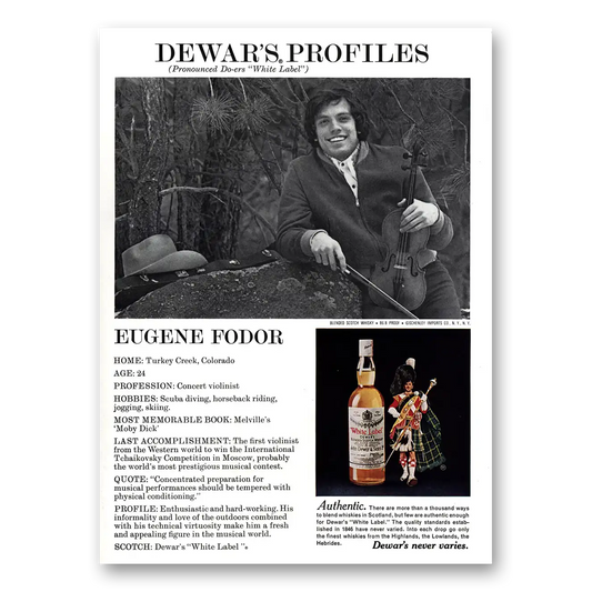 1974 Dewars White Label Eugene Fodor Vintage Magazine Print Ad