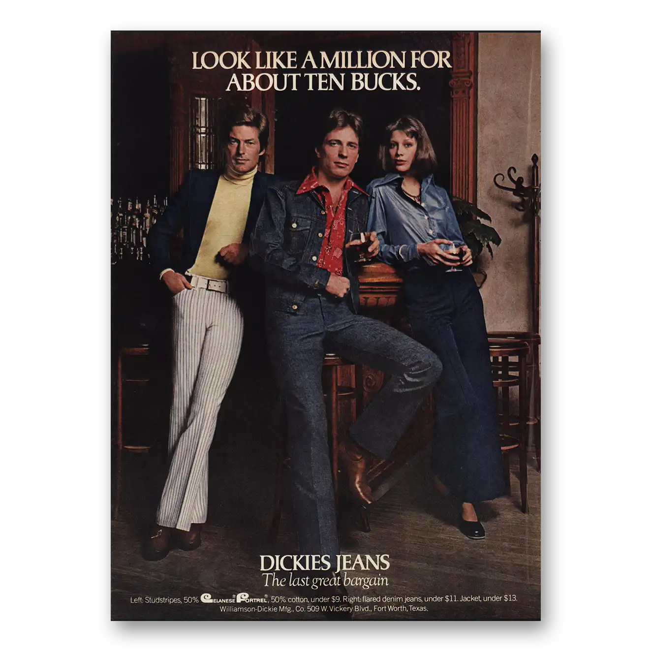 1974 Dickies Jeans Look Like a Million for About Ten Bucks Vintage Magazine Print Ad