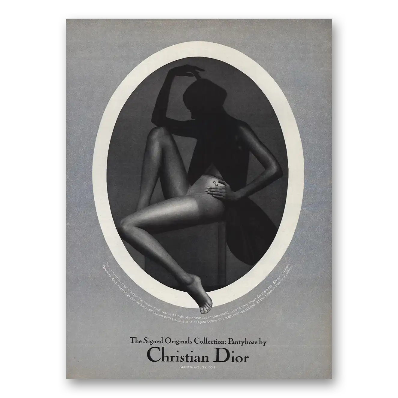 1974 Christian Dior Fashion Signed Originals Collection Pantyhose Vintage Magazine Print Ad