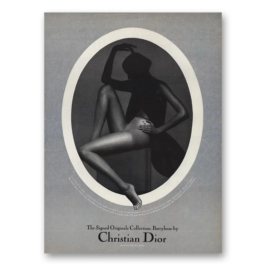 1974 Christian Dior Fashion Signed Originals Collection Pantyhose Vintage Magazine Print Ad