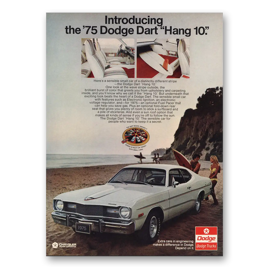 1974 Dodge Dart Hang 10 Vintage Magazine Print Ad