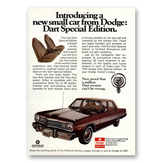 1974 Dodge Dart New Small Car Special Edition Vintage Magazine Print Ad