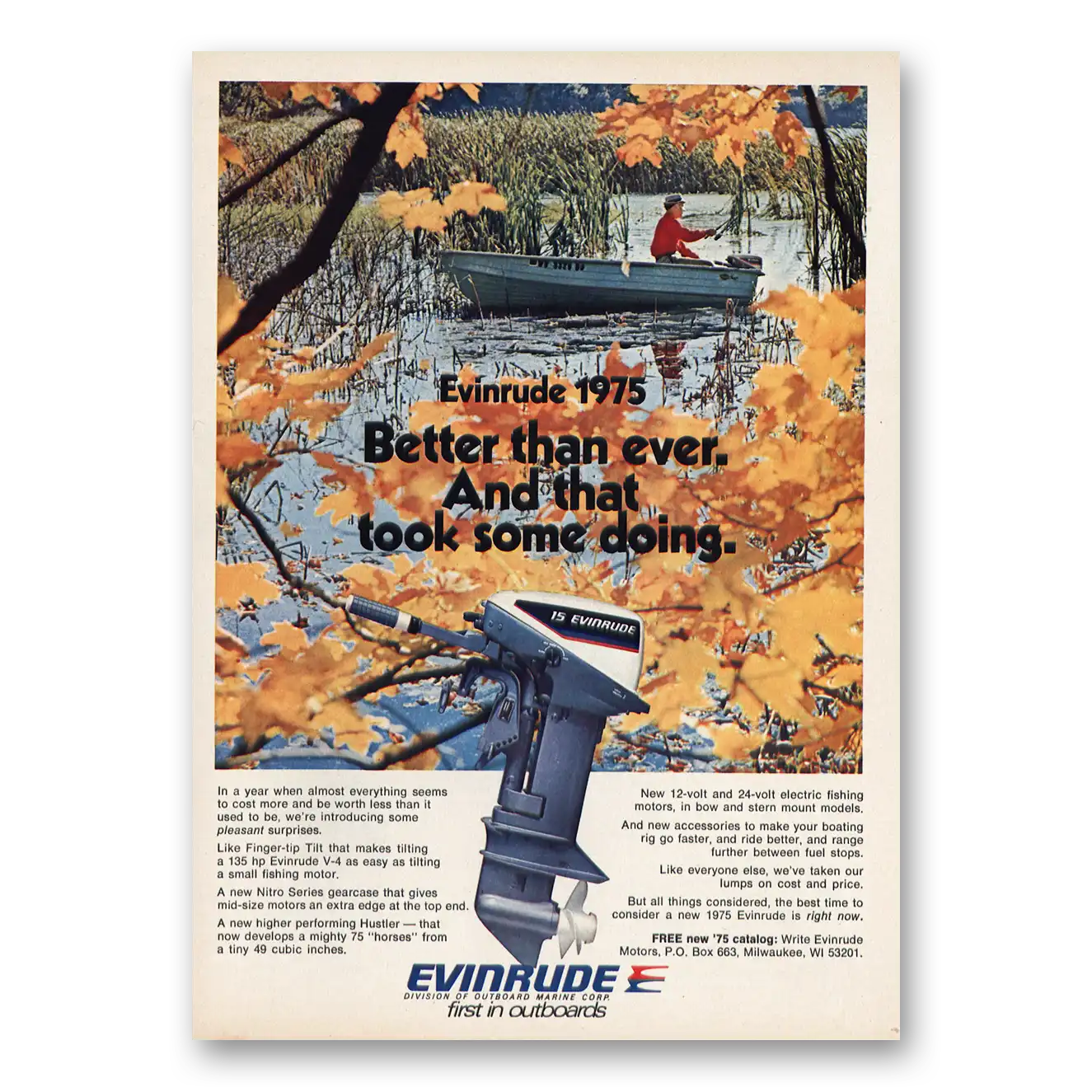 1974 Evinrude Better Than Ever Vintage Magazine Print Ad