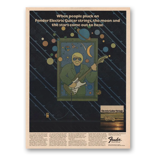 1974 Fender Guitar Moon and Stars Come Out to Hear Vintage Magazine Print Ad