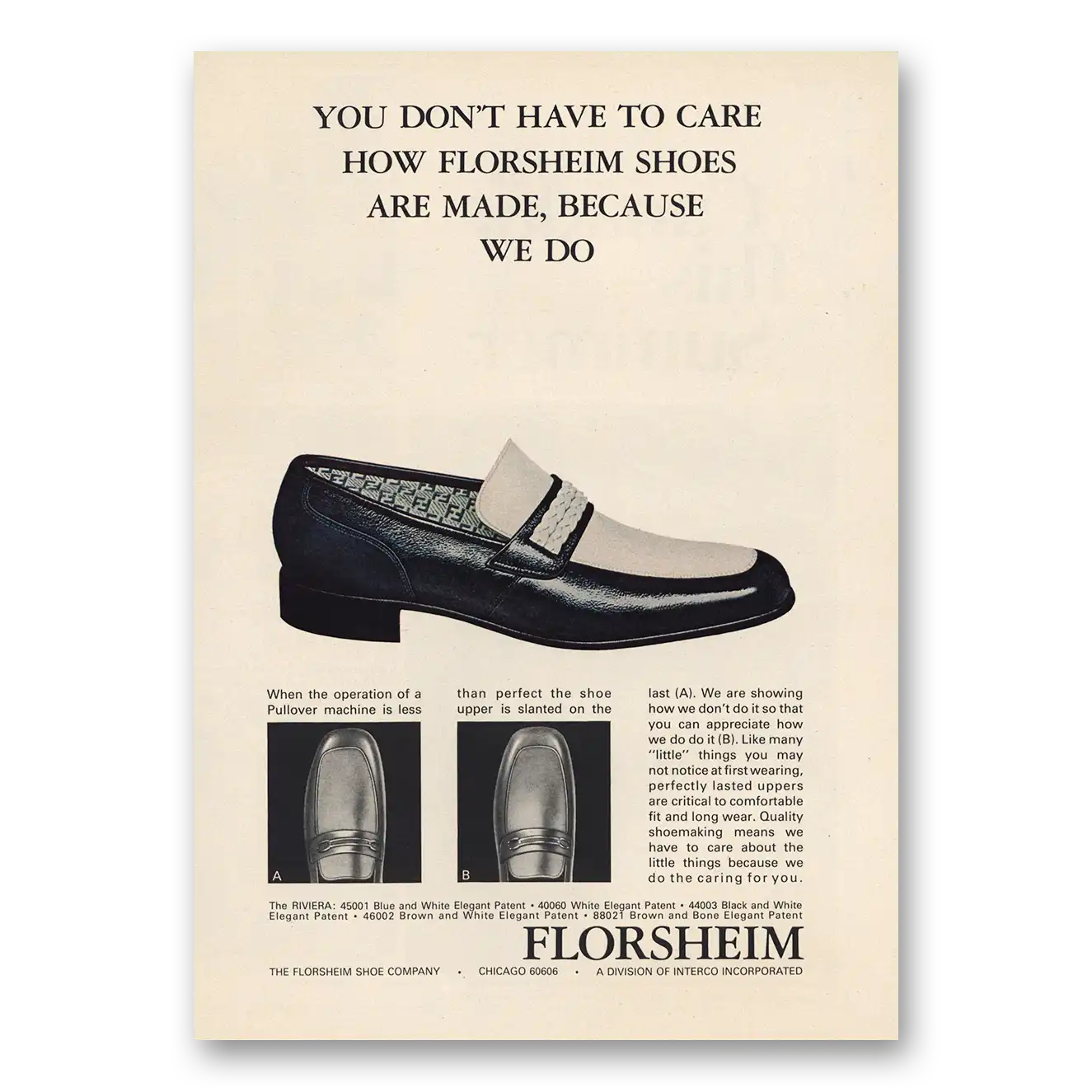 1974 Florsheim Shoes You Don’t Have To Care Vintage Magazine Print Ad