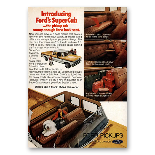 1974 Ford Pickup SuperCab Pickup Cab Vintage Magazine Print Ad