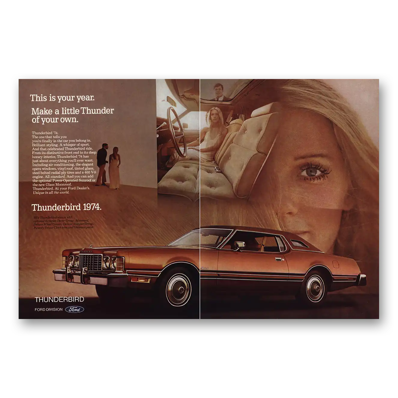 1974 Ford Thunderbird Make Little Thunder of Your Own Vintage Magazine Print Ad