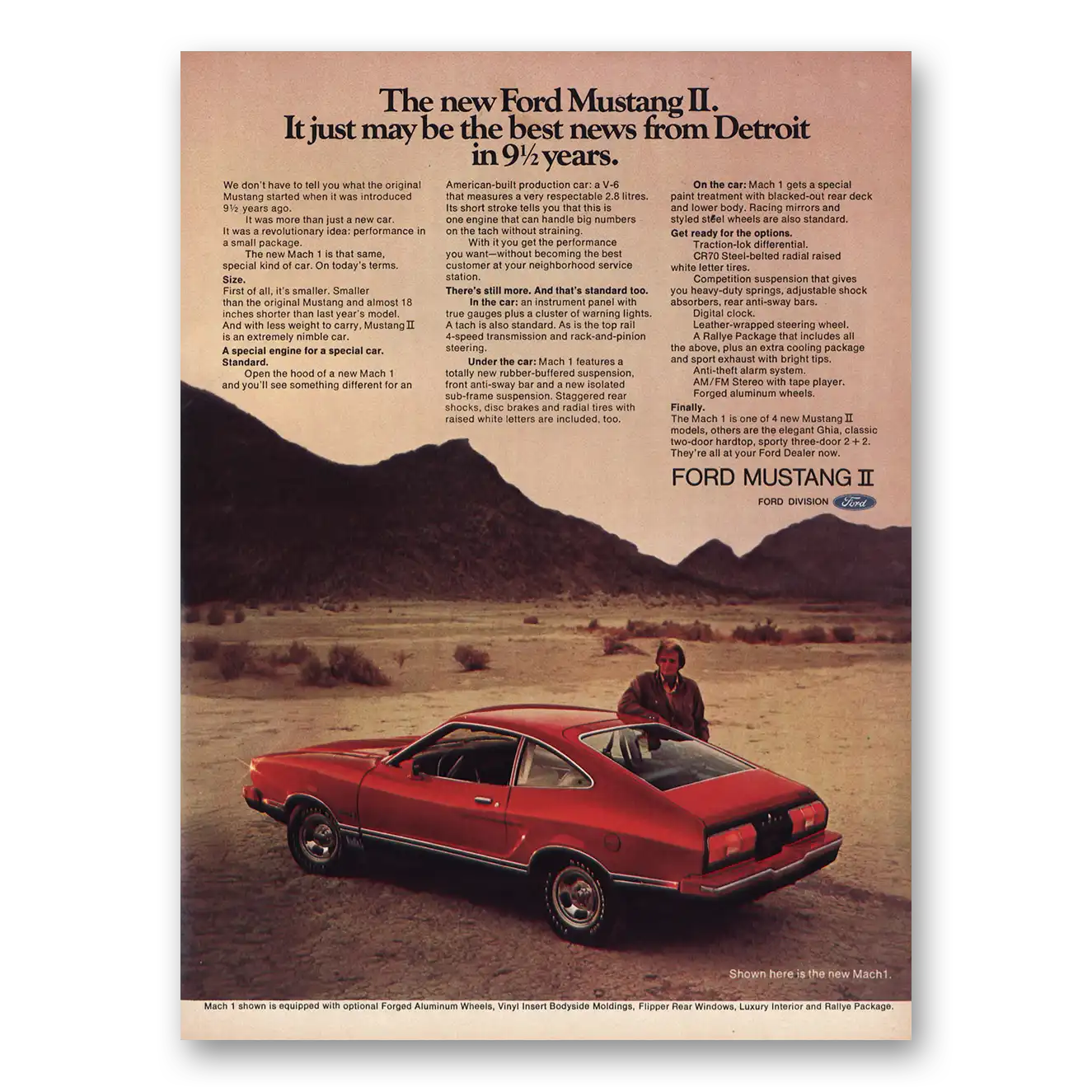 1974 Ford Mustang Best News Detroit Vintage Magazine Print Ad