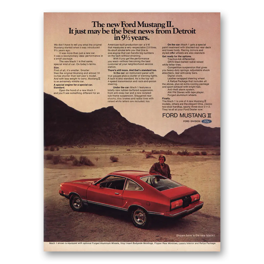 1974 Ford Mustang Best News Detroit Vintage Magazine Print Ad