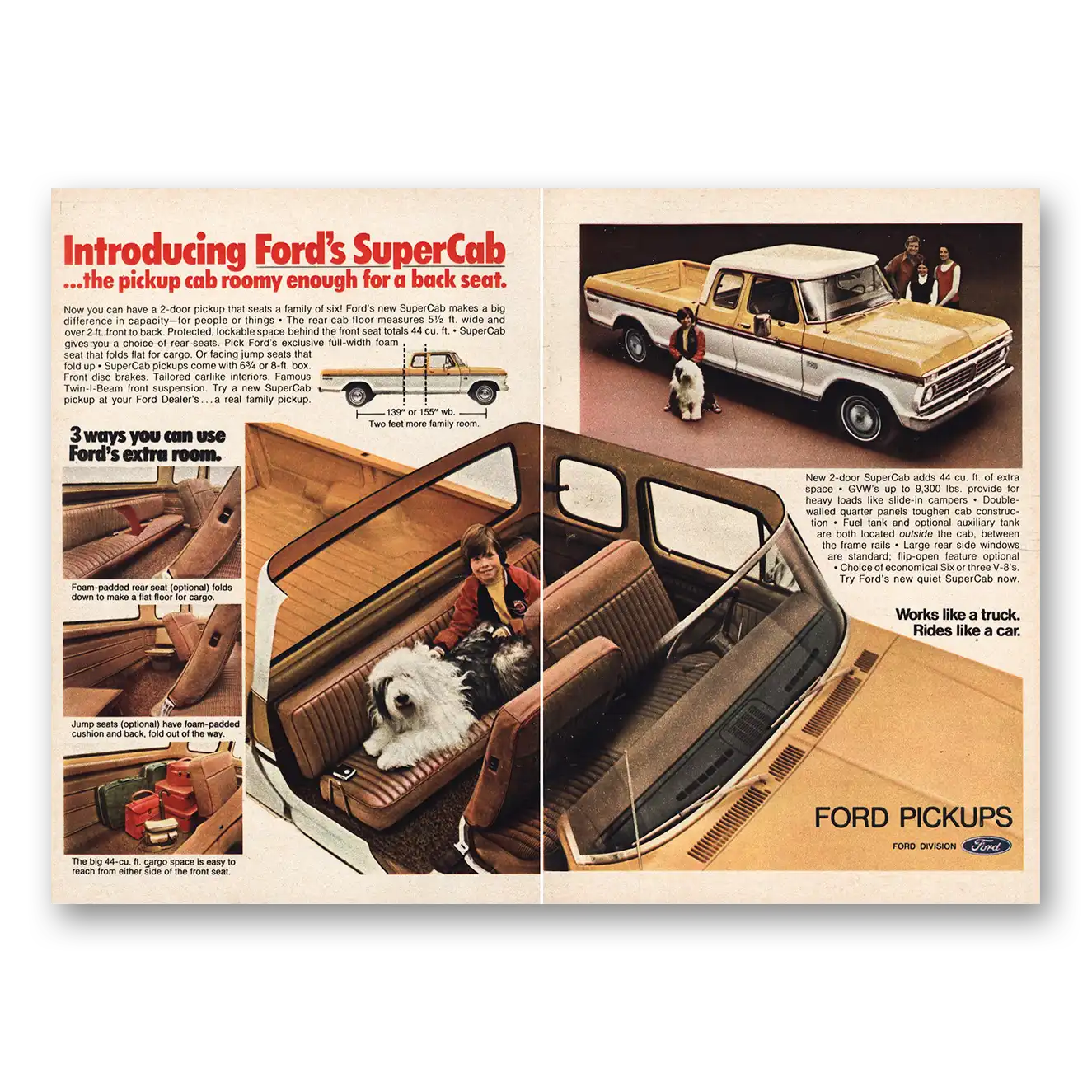 1974 Ford Supercab Roomy Enough for Back Seat Vintage Magazine Print Ad