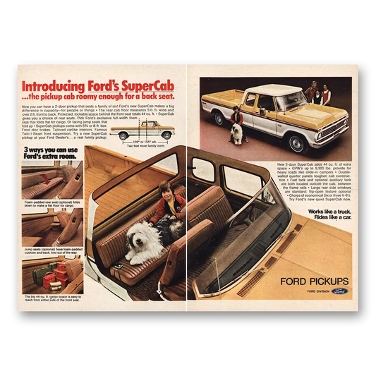 1974 Ford Supercab Roomy Enough for Back Seat Vintage Magazine Print Ad