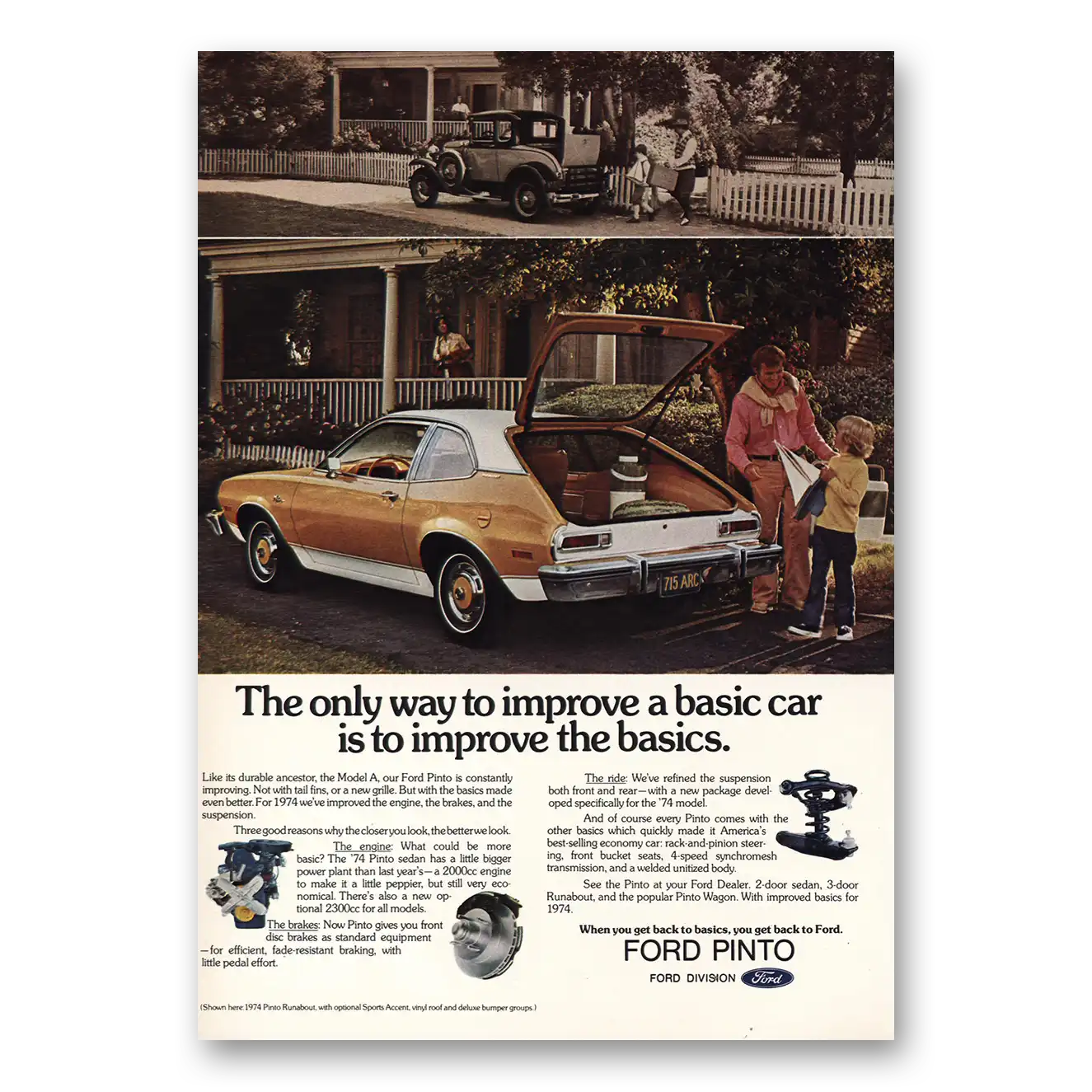 1974 Ford Pinto Improve Basic Car Vintage Magazine Print Ad