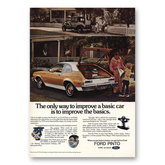 1974 Ford Pinto Improve Basic Car Vintage Magazine Print Ad