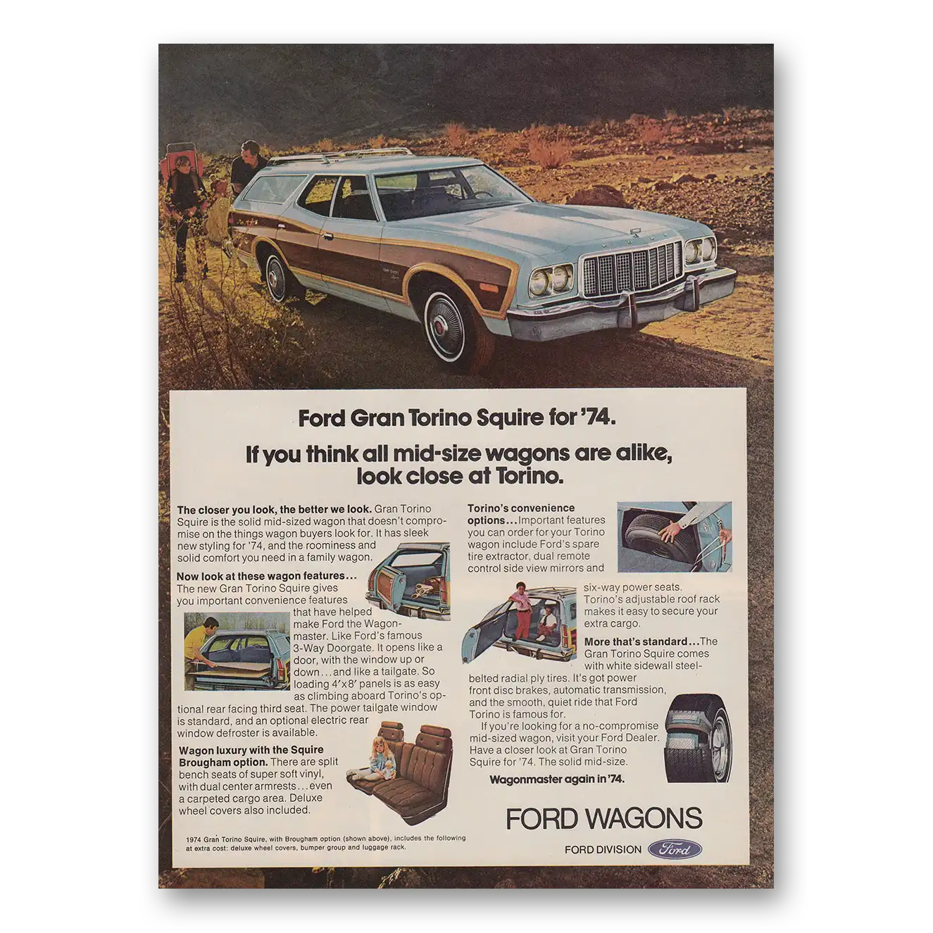 1973 Ford Gran Torino Squire If You Think All Mid Size Wagons Vintage Magazine Print Ad