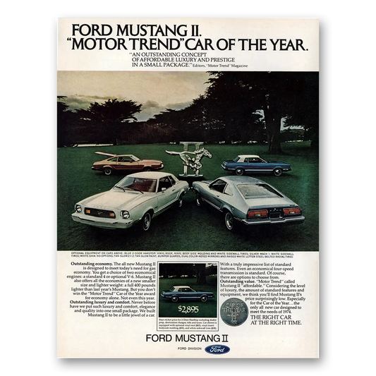 1974 Ford Mustang Motor Trend Car of the Year Vintage Magazine Print Ad