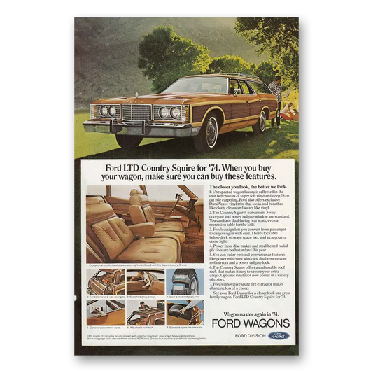 1974 Ford Country Squire Make Sure You Can Buy These Features Vintage Magazine Print Ad