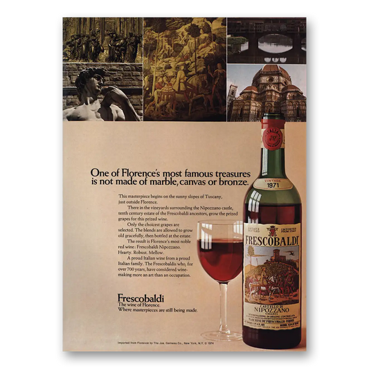 1974 Frescobaldi Wine One of Florences Most Famous Treasures Vintage Magazine Print Ad