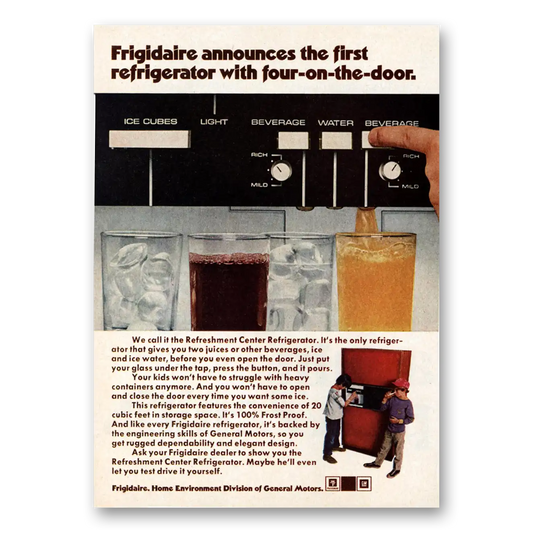 1974 Frigidaire Refrigerator First Refrigerator Four on the Door Vintage Magazine Print Ad