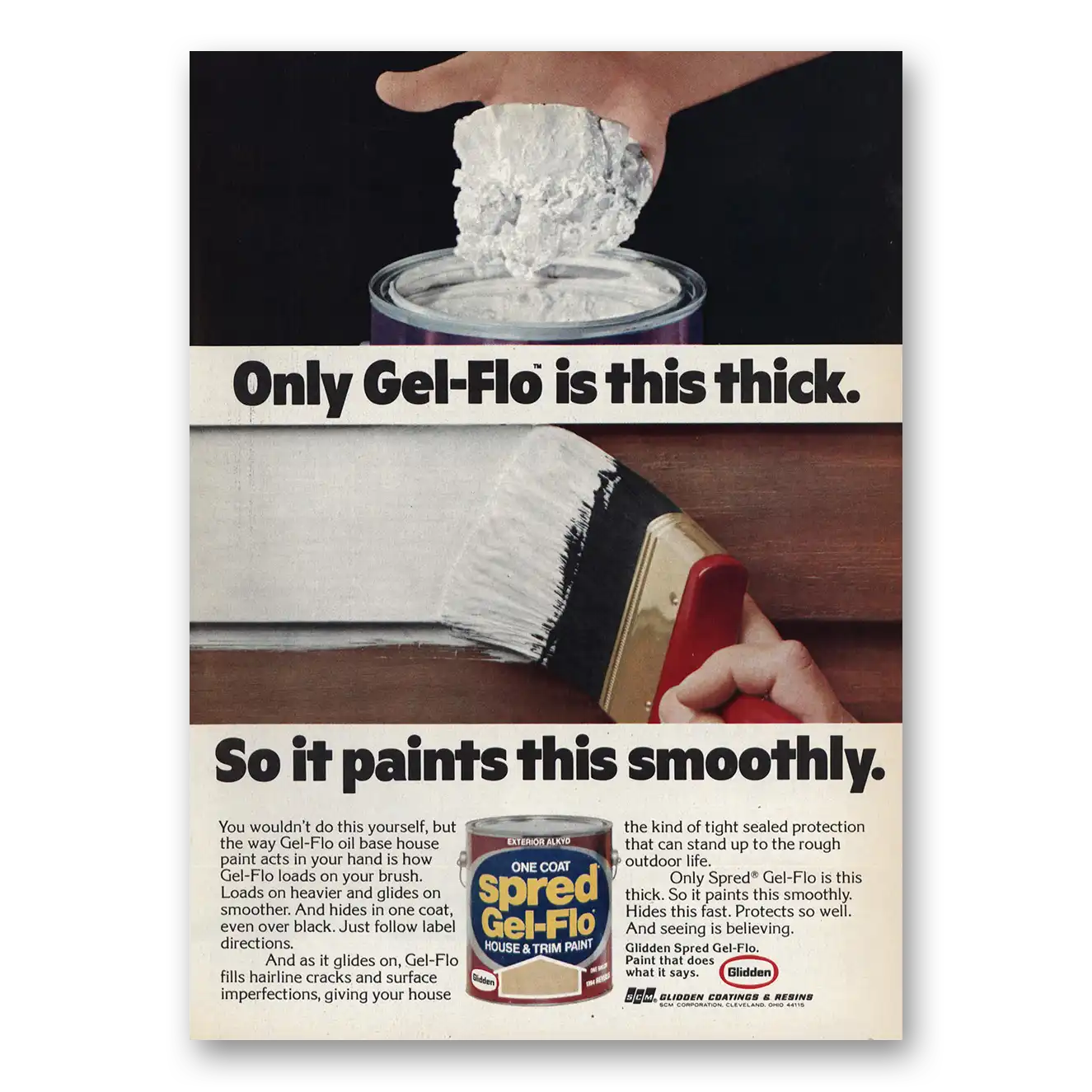 1974 Glidden Paint Only Gel Flo Is This Thick Vintage Magazine Print Ad