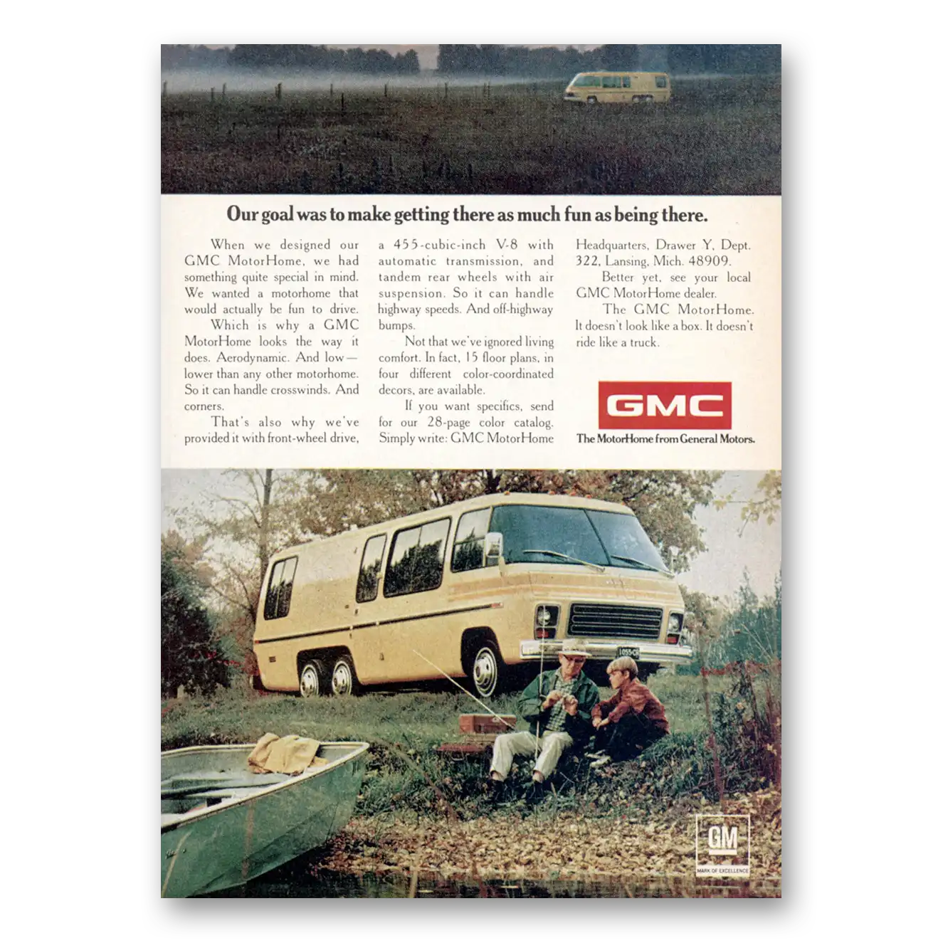 1974 GMC Motor Home Getting There As Much Fun As Being There Vintage Magazine Print Ad