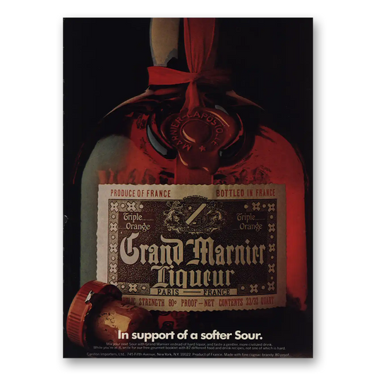 1974 Grand Marnier Support of Softer Sour Vintage Magazine Print Ad