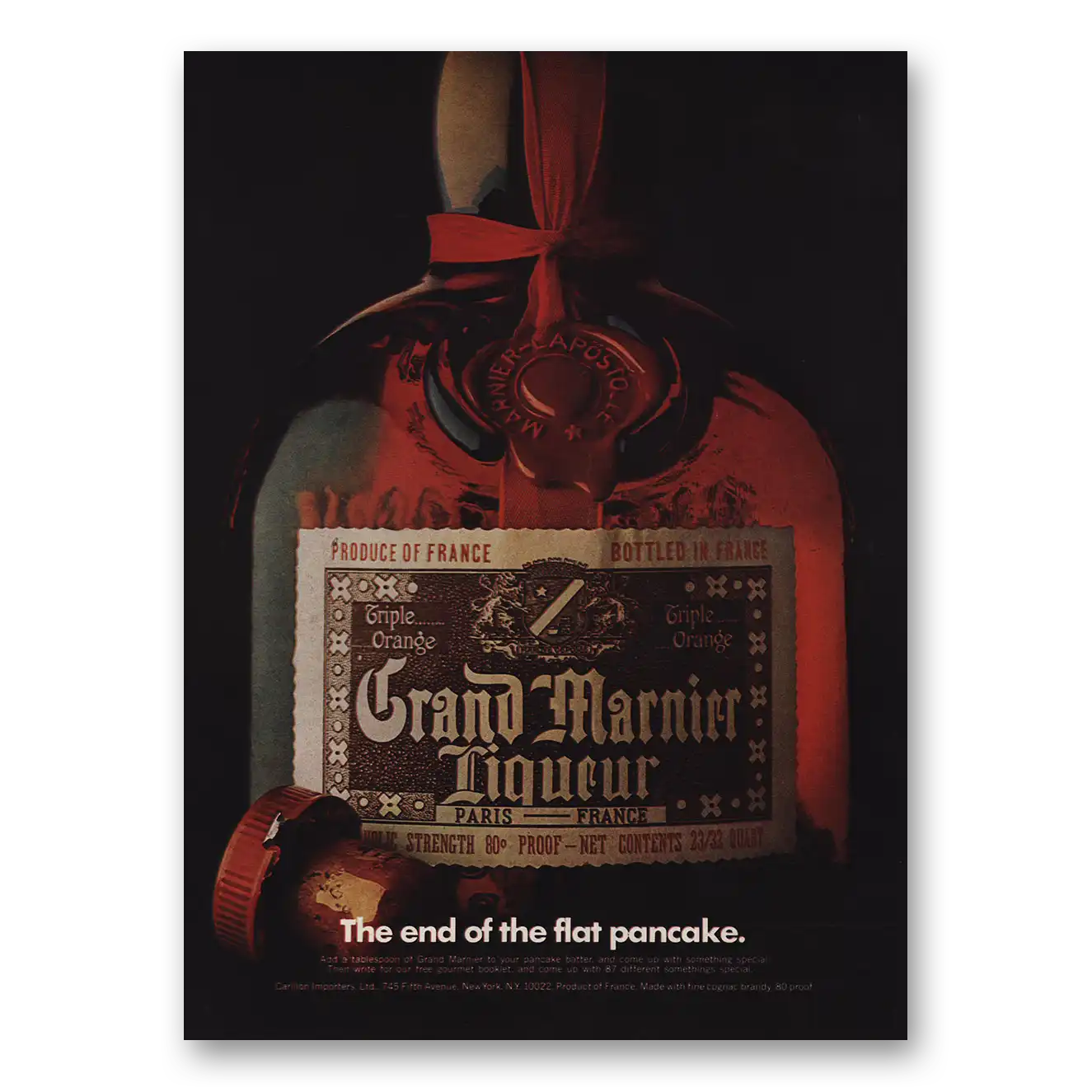 1974 Grand Marnier End of the Flat Pancake Vintage Magazine Print Ad