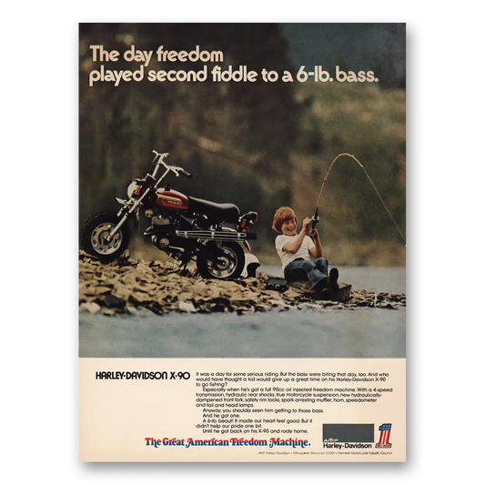 1974 Harley Davidson Freedom Played Second Fiddle Bass Vintage Magazine Print Ad