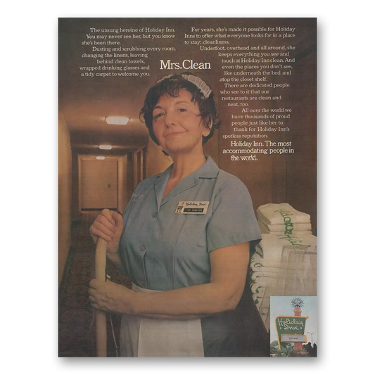 1974 Holiday Inn Mrs Clean Vintage Magazine Print Ad