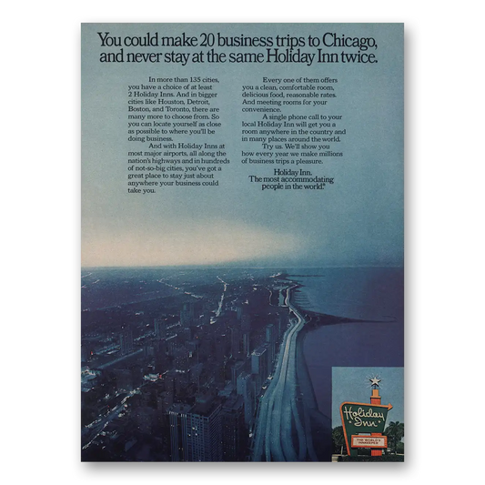 1974 Holiday Inn Chicago Lake Shore Drive Vintage Magazine Print Ad