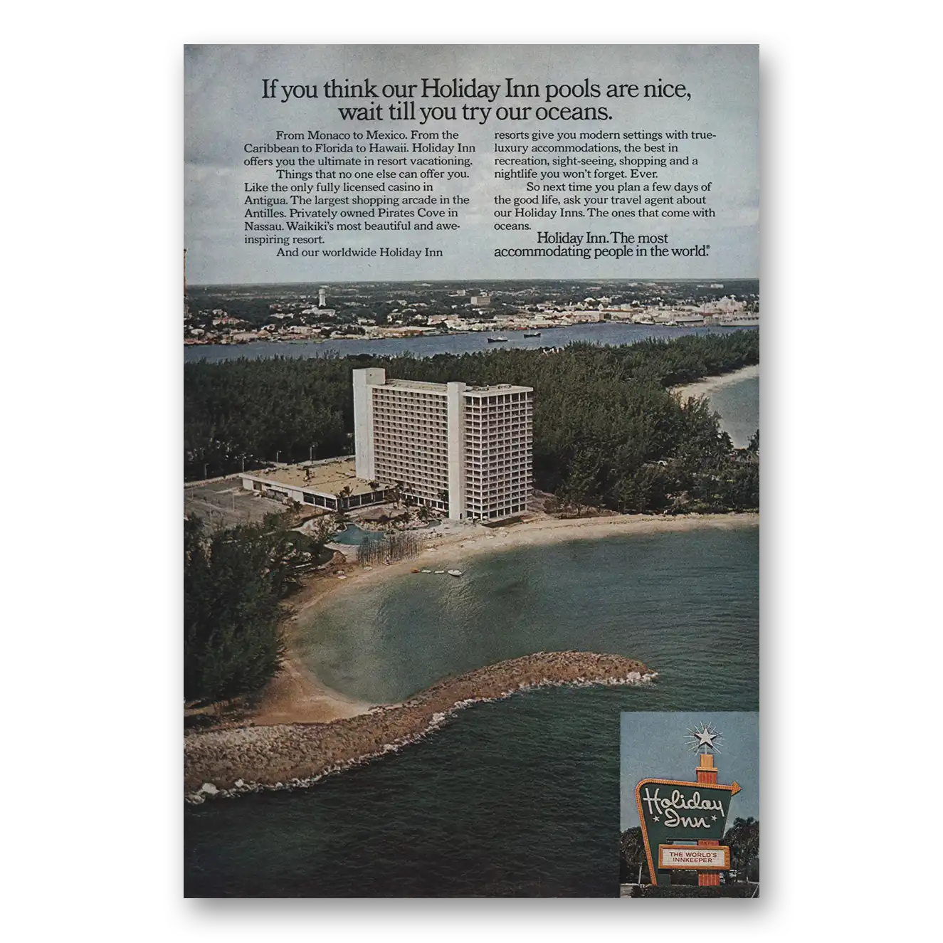 1974 Holiday Inn Pools Are Nice Vintage Magazine Print Ad