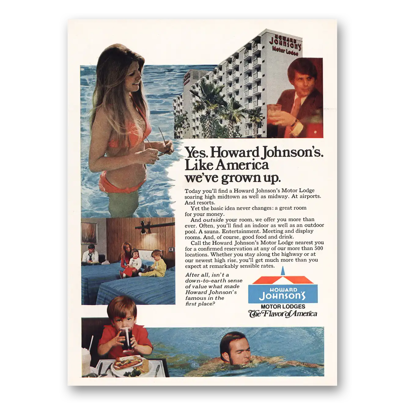 1974 Howard Johnson Like America We've Grown Up Vintage Magazine Print Ad