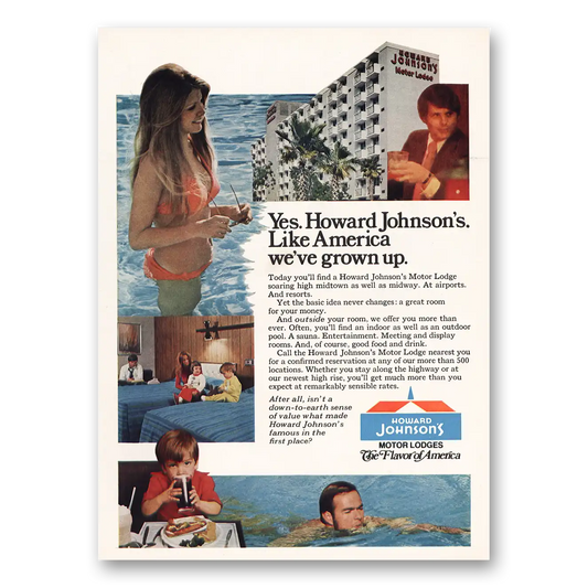 1974 Howard Johnson Like America We've Grown Up Vintage Magazine Print Ad