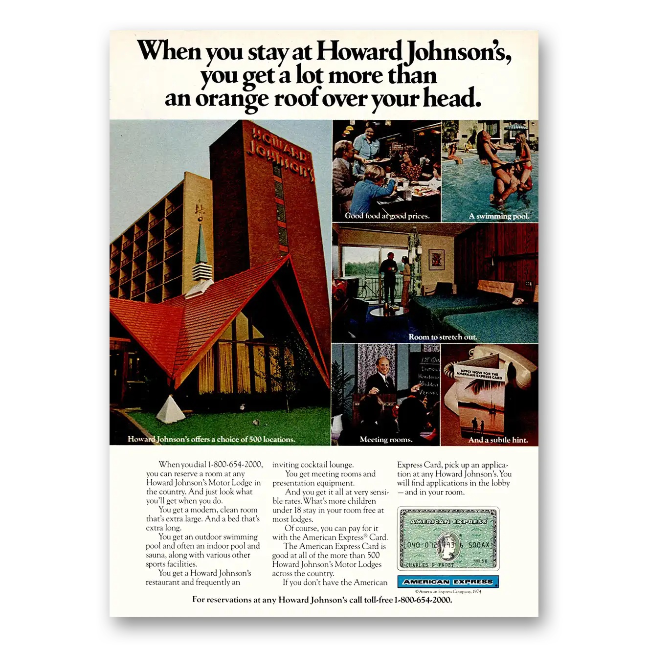 1974 Howard Johnson You Get a Lot More Than an Orange Roof Vintage Magazine Print Ad