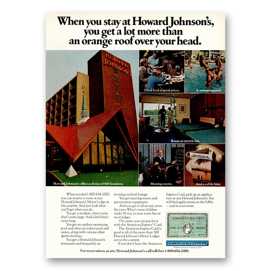 1974 Howard Johnson You Get a Lot More Than an Orange Roof Vintage Magazine Print Ad